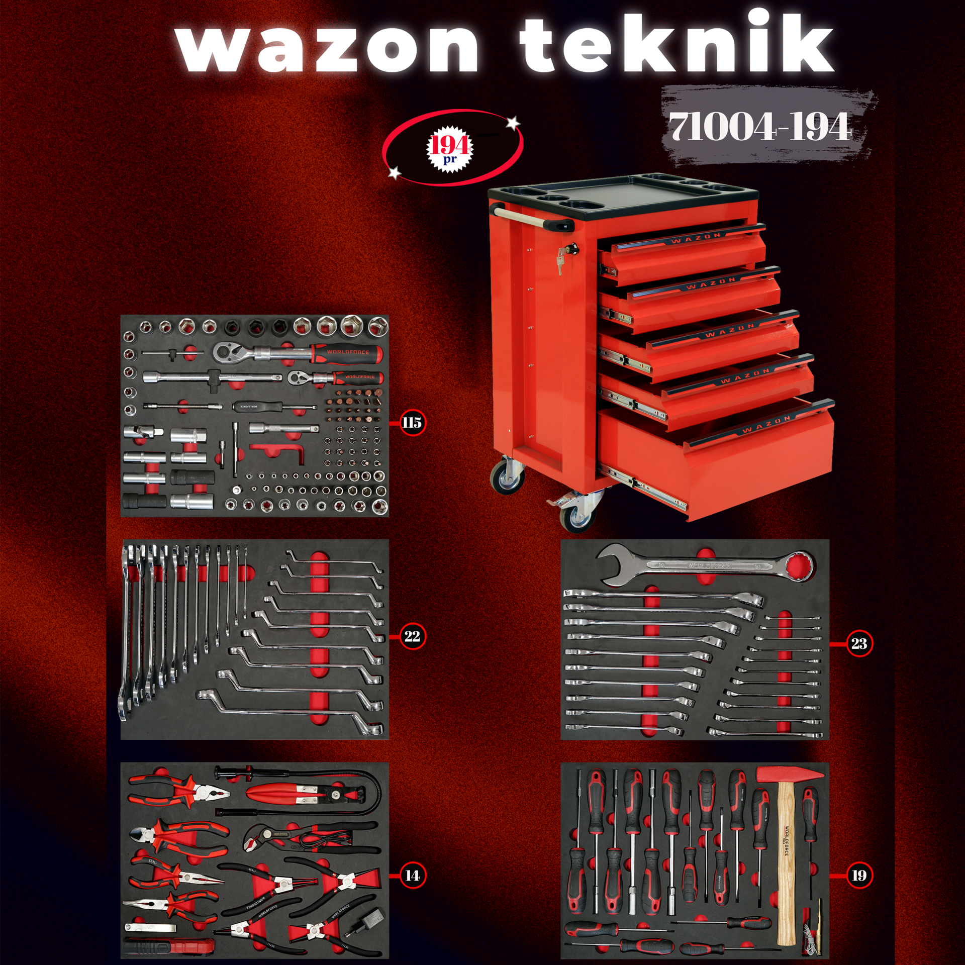 WAZON Dolu Takım Arabası 194 Parça 71004-194