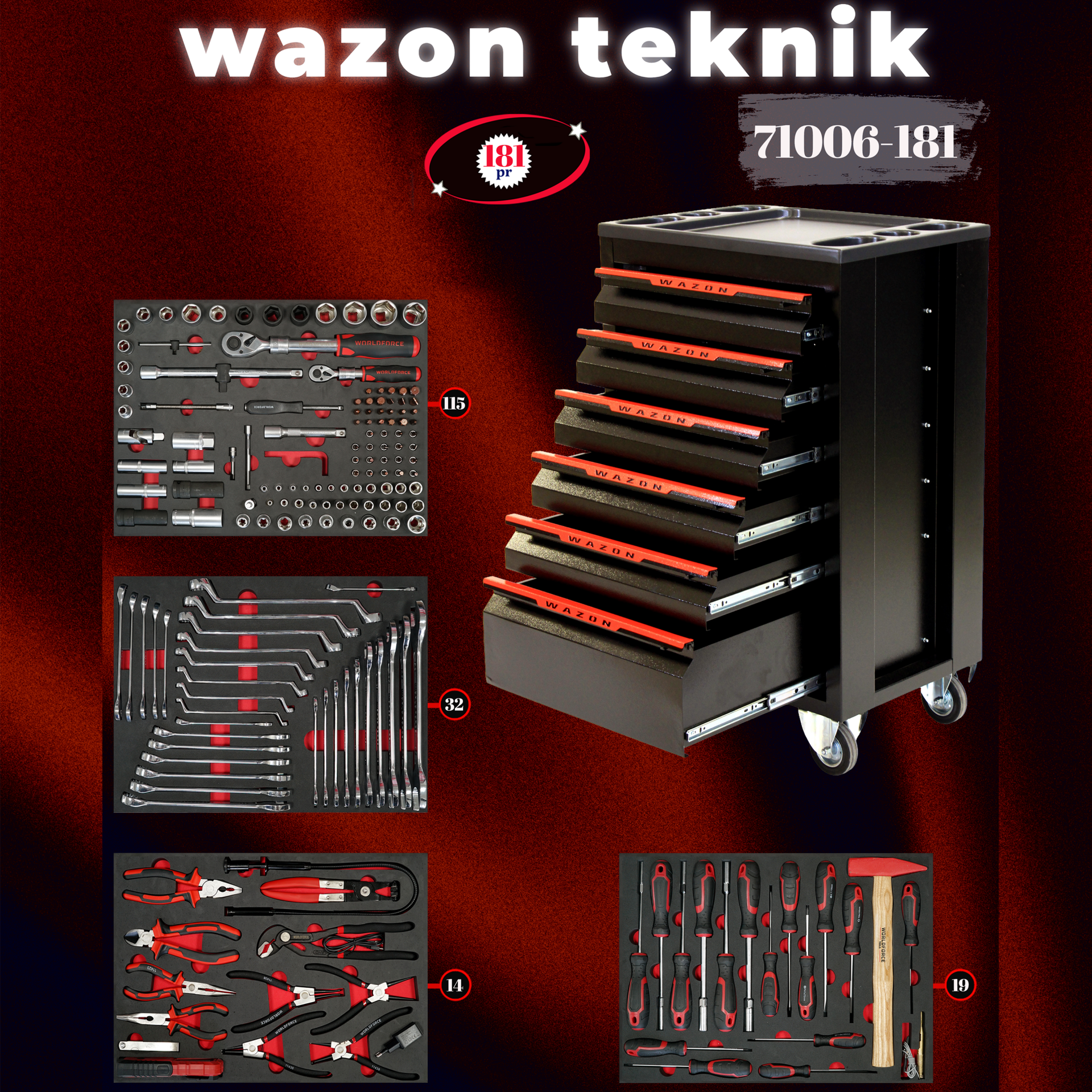 WAZON Dolu Takım Arabası 181 Parça 71006-181