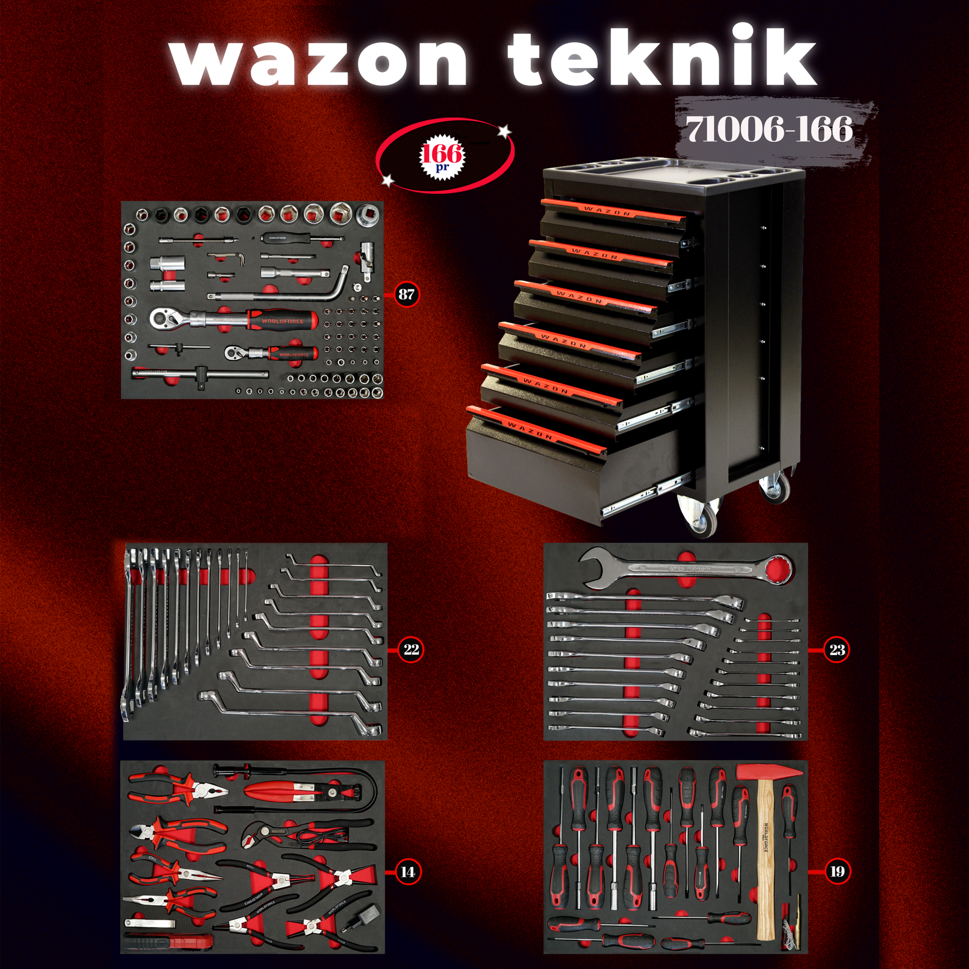 WAZON Dolu Takım Arabası 166 Parça 71006-166