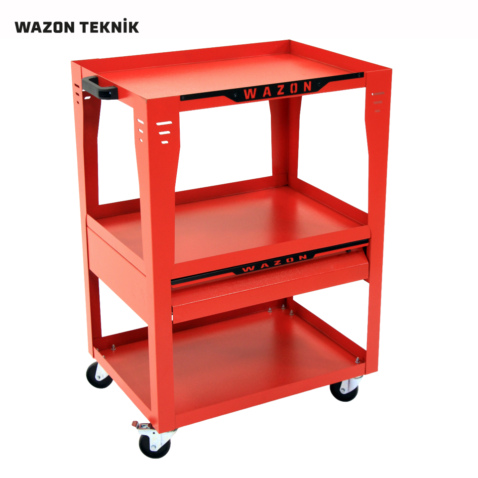 WAZON Parça Taşıma Arabası OPT (1 Çekmeceli) Kırmızı 71009