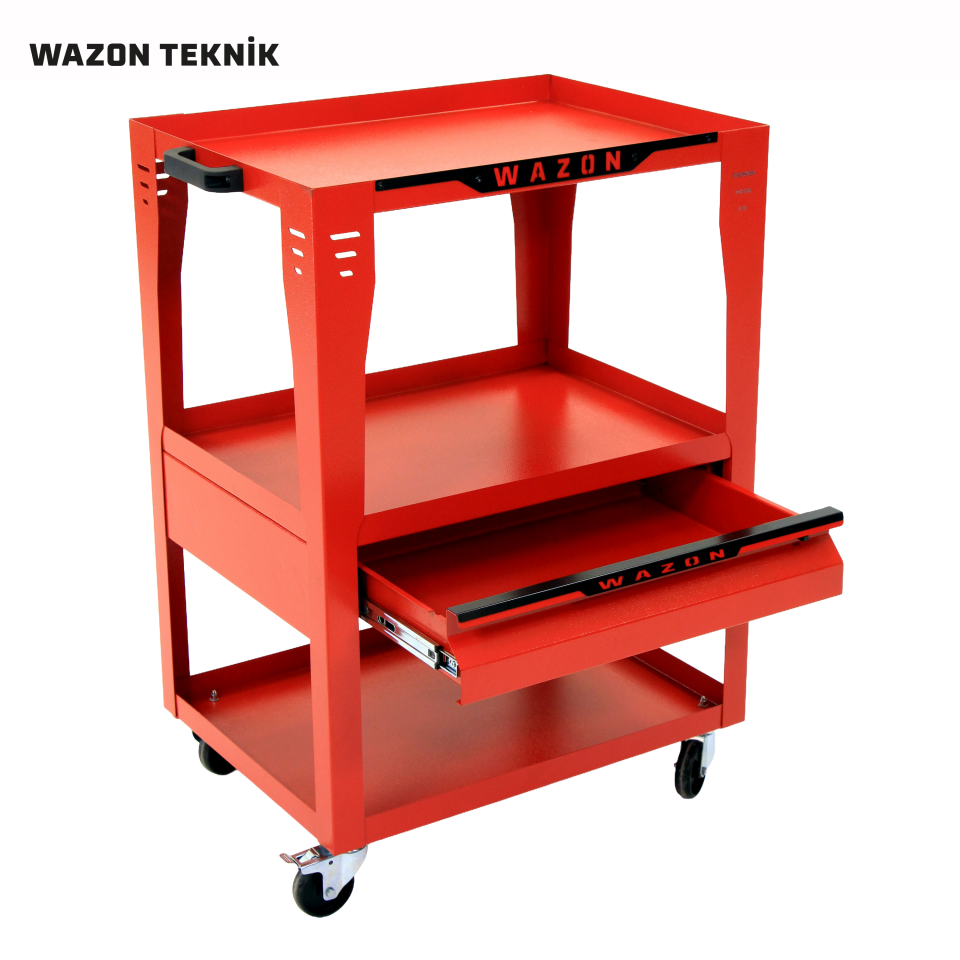 WAZON Parça Taşıma Arabası OPT (1 Çekmeceli) Kırmızı 71009