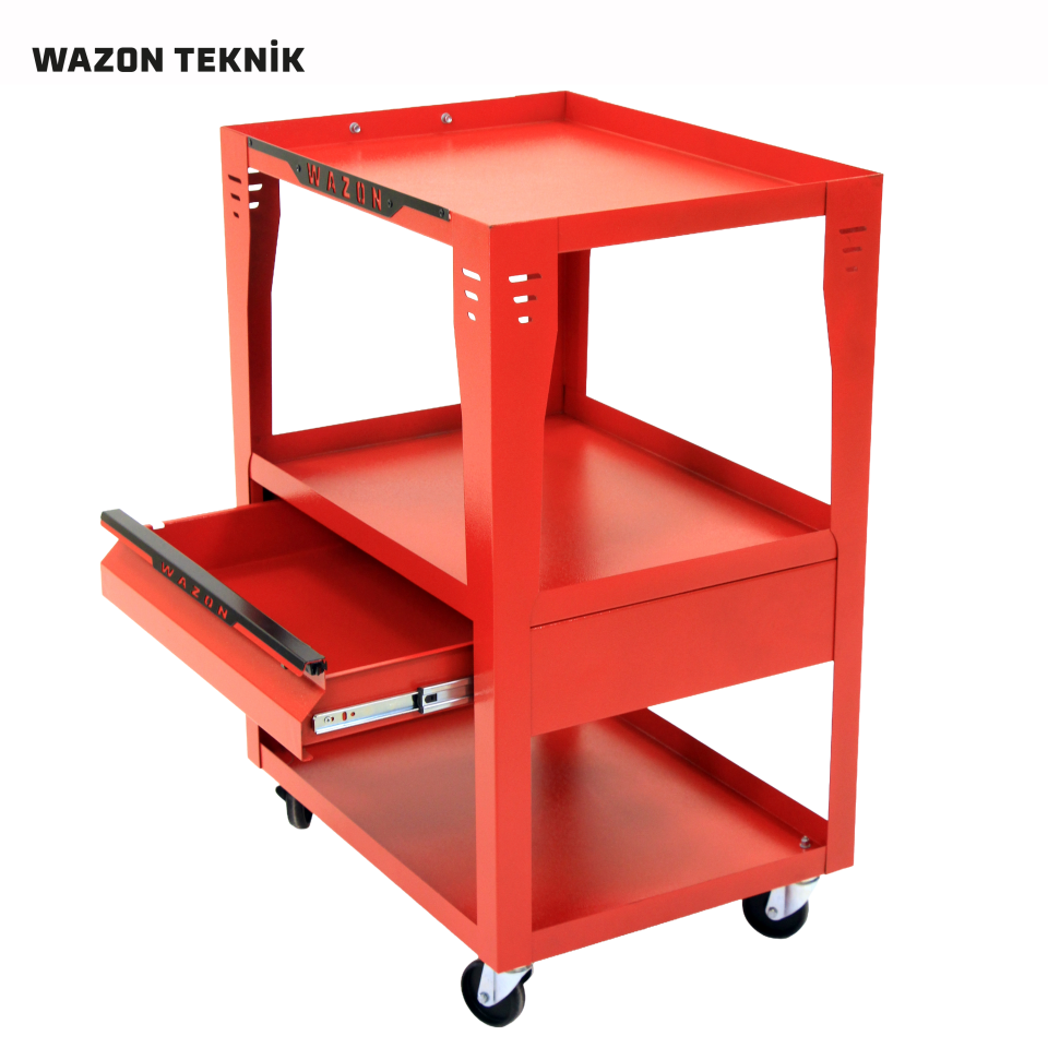 WAZON Parça Taşıma Arabası OPT (1 Çekmeceli) Kırmızı 71009