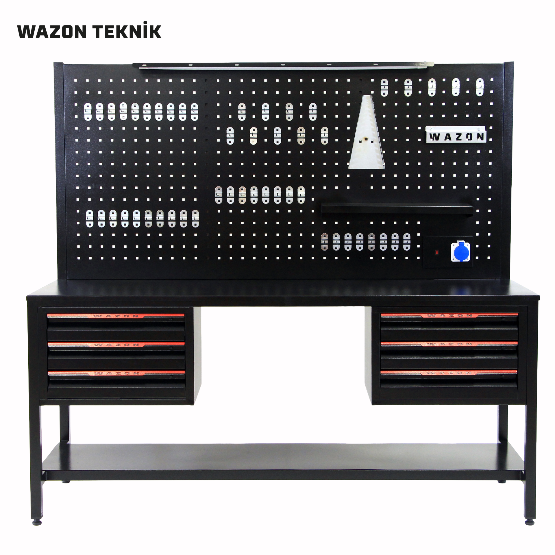WAZON Çalışma Masası 2 Metre (6 Çekmeceli) Siyah 71001
