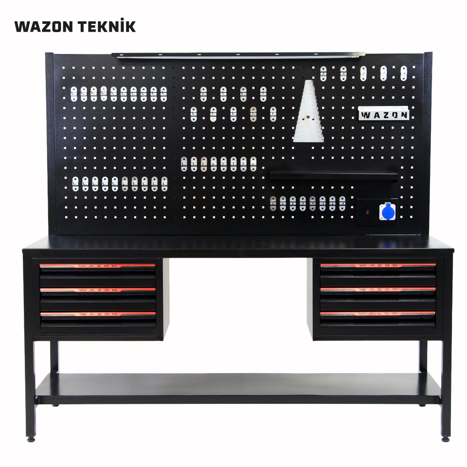 WAZON Çalışma Masası 2 Metre (6 Çekmeceli) Siyah 71001