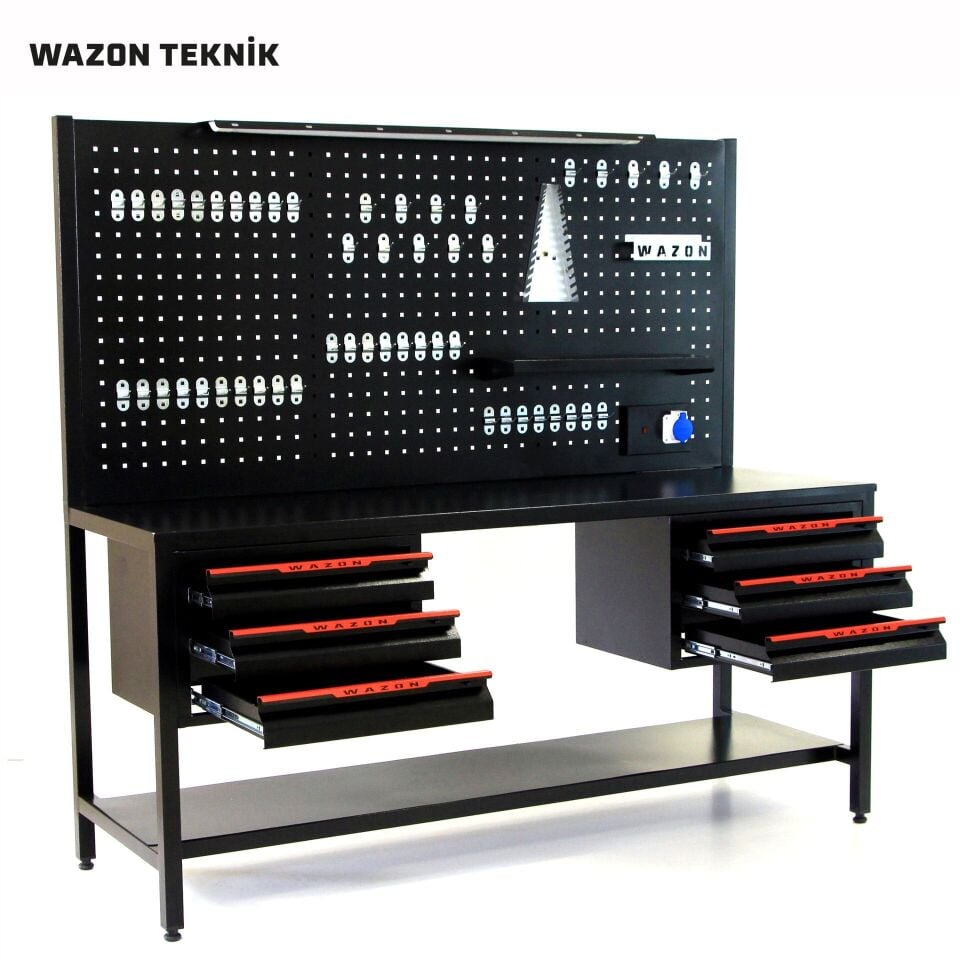 WAZON Çalışma Masası 2 Metre (6 Çekmeceli) Siyah 71001
