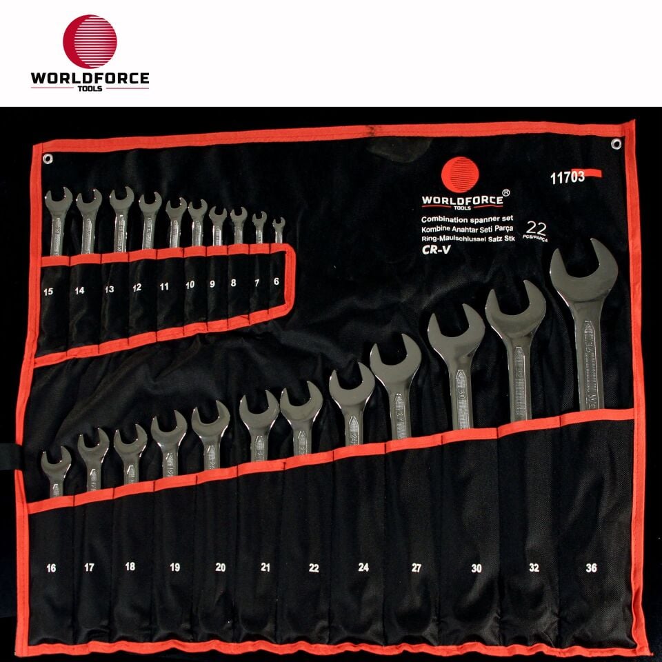 WORLDFORCE Kombine Anahtar Seti 22 Parça (6-36mm) 11703