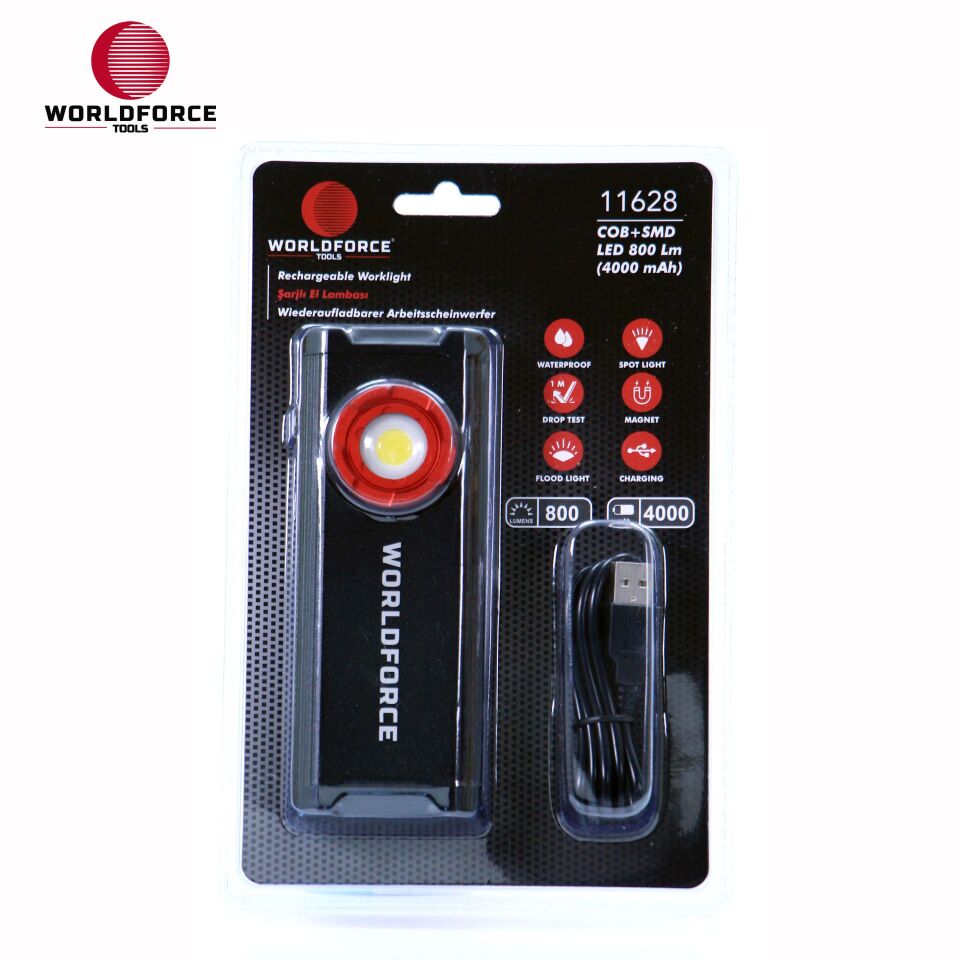 WORLDFORCE Şarjlı El Lambası COB+SMD Ledli 800 Lm (4000 mAh) 11628