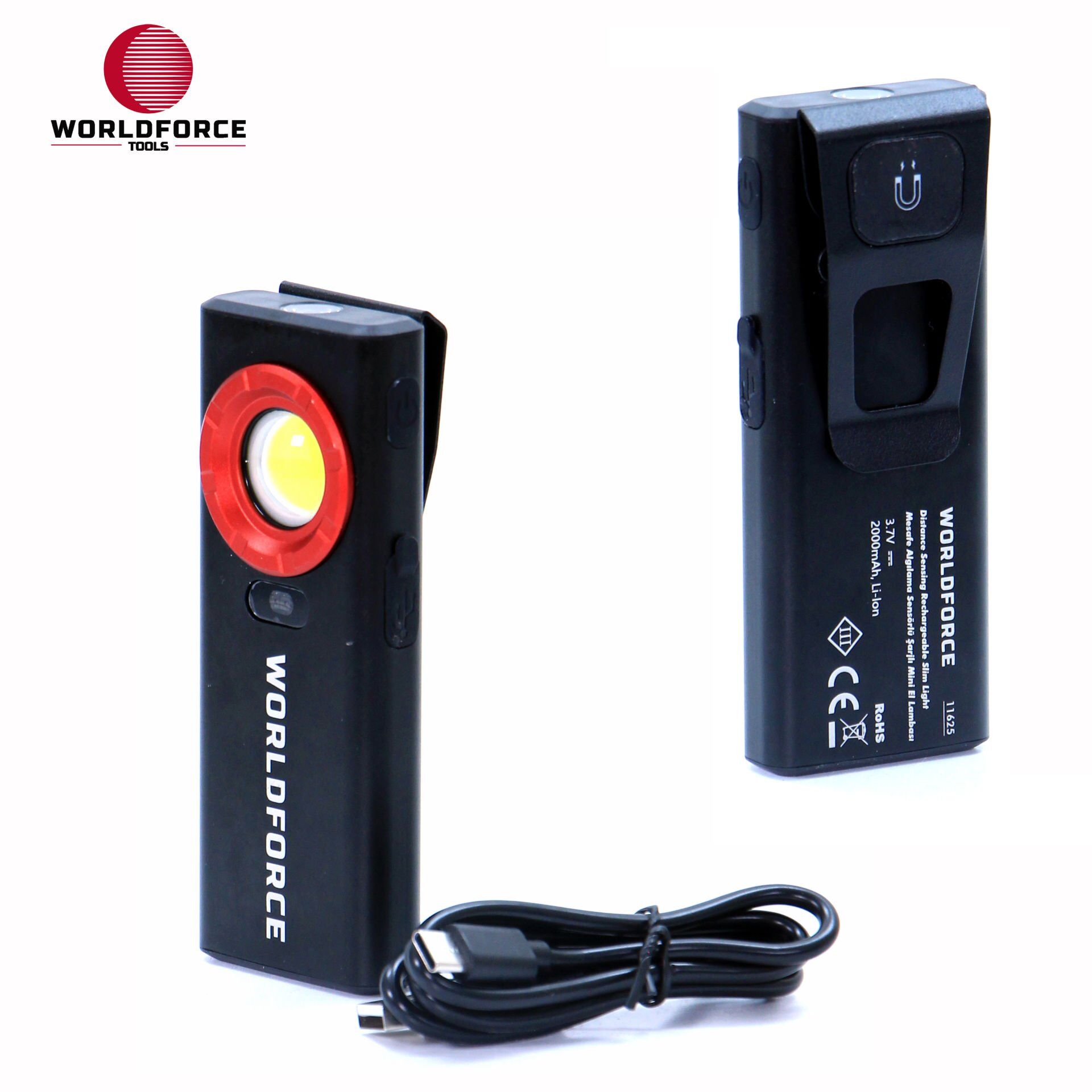 WORLDFORCE Mesafe Algılama Sensörlü Şarjlı Mini El Lambası COB+XG2 Ledli 1200 Lm (2000 mAh) 11625