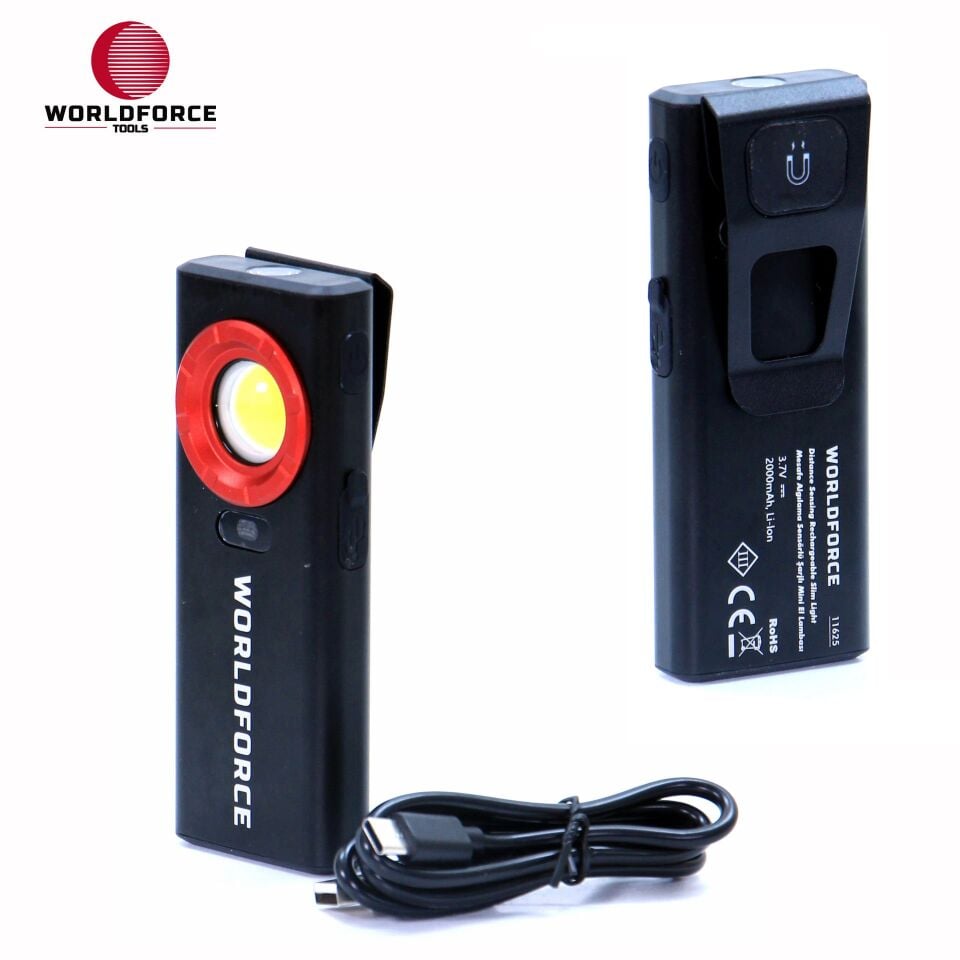 WORLDFORCE Mesafe Algılama Sensörlü Şarjlı Mini El Lambası COB+XG2 Ledli 1200 Lm (2000 mAh) 11625
