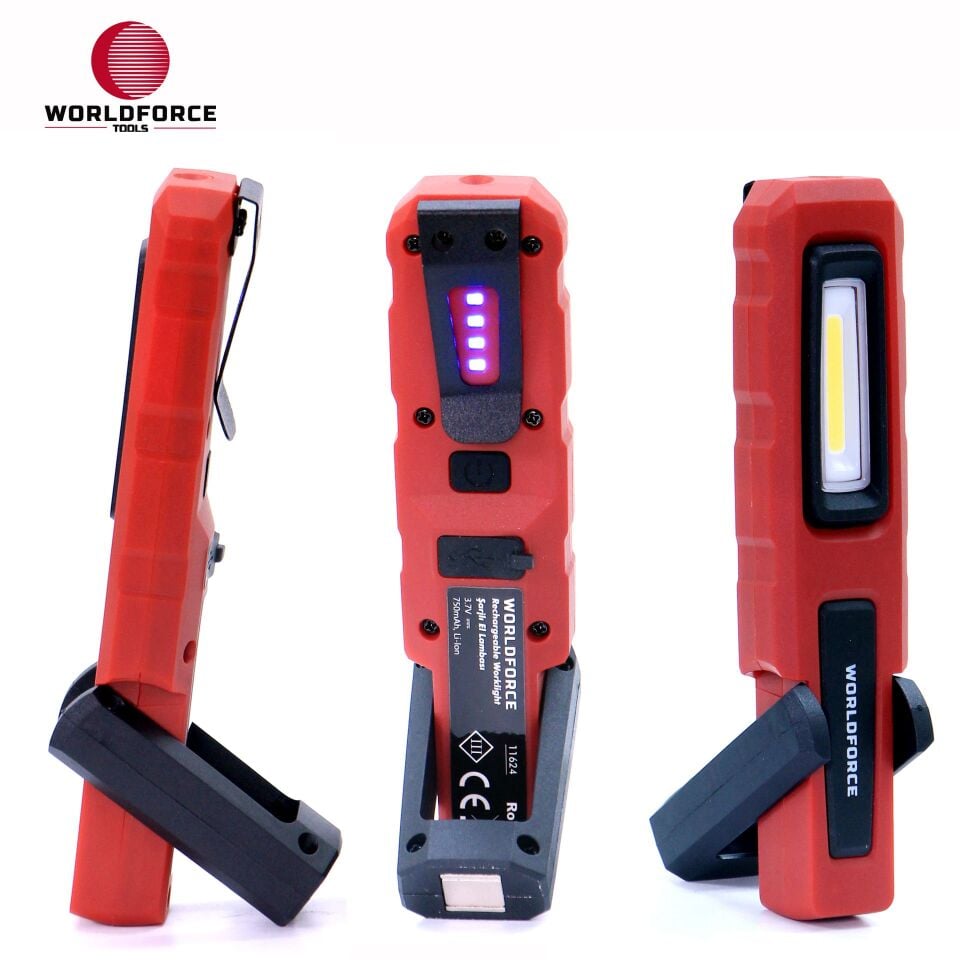 WORLDFORCE Şarjlı El Lambası COB Ledli 240 Lm (750 mAh) 11624