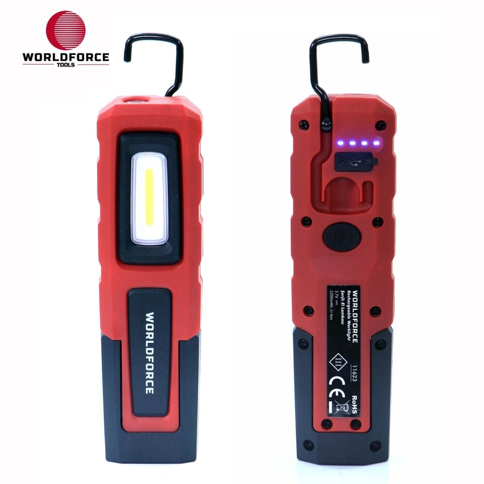 WORLDFORCE Şarjlı El Lambası COB Ledli 420 Lm (2200 mAh) 11623