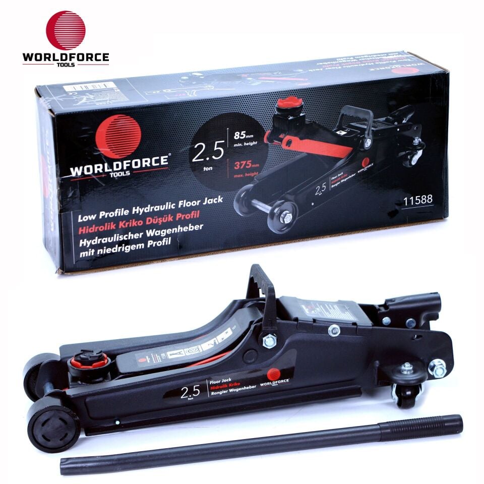 WORLDFORCE Hidrolik Kriko 2.5 Ton Düşük Profil (Uzun Şase) 11588
