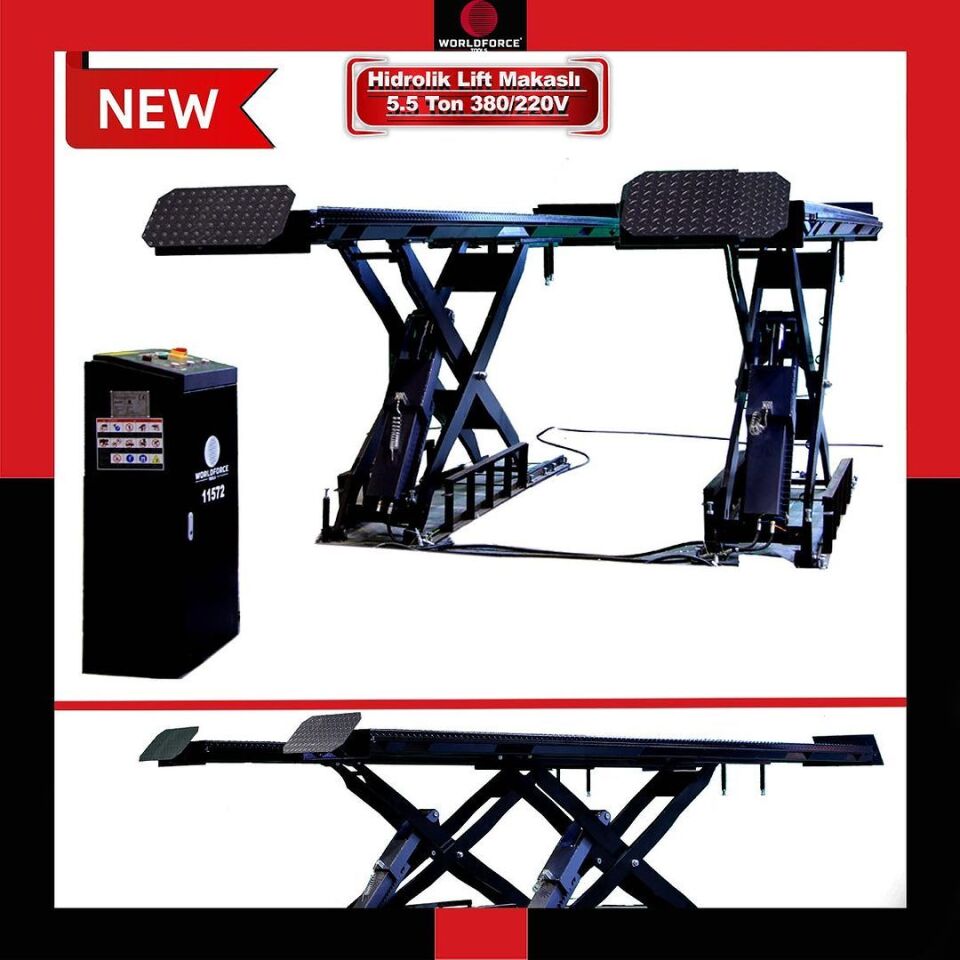 WORLDFORCE Hidrolik Lift Makaslı 5.5 Ton 380/220V Tam Otomatik 11572