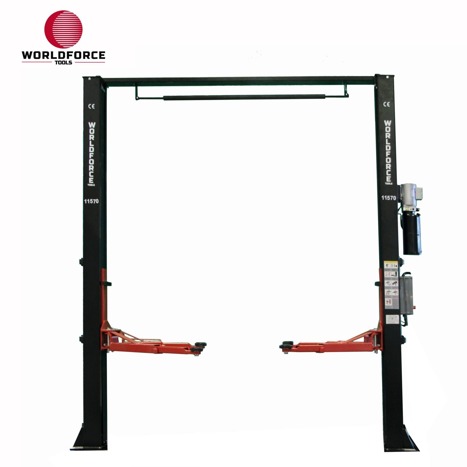 WORLDFORCE Hidrolik Lift İki Sütunlu 4 Ton 380/220V Tam Otomatik Üstten Bağlantılı 11570