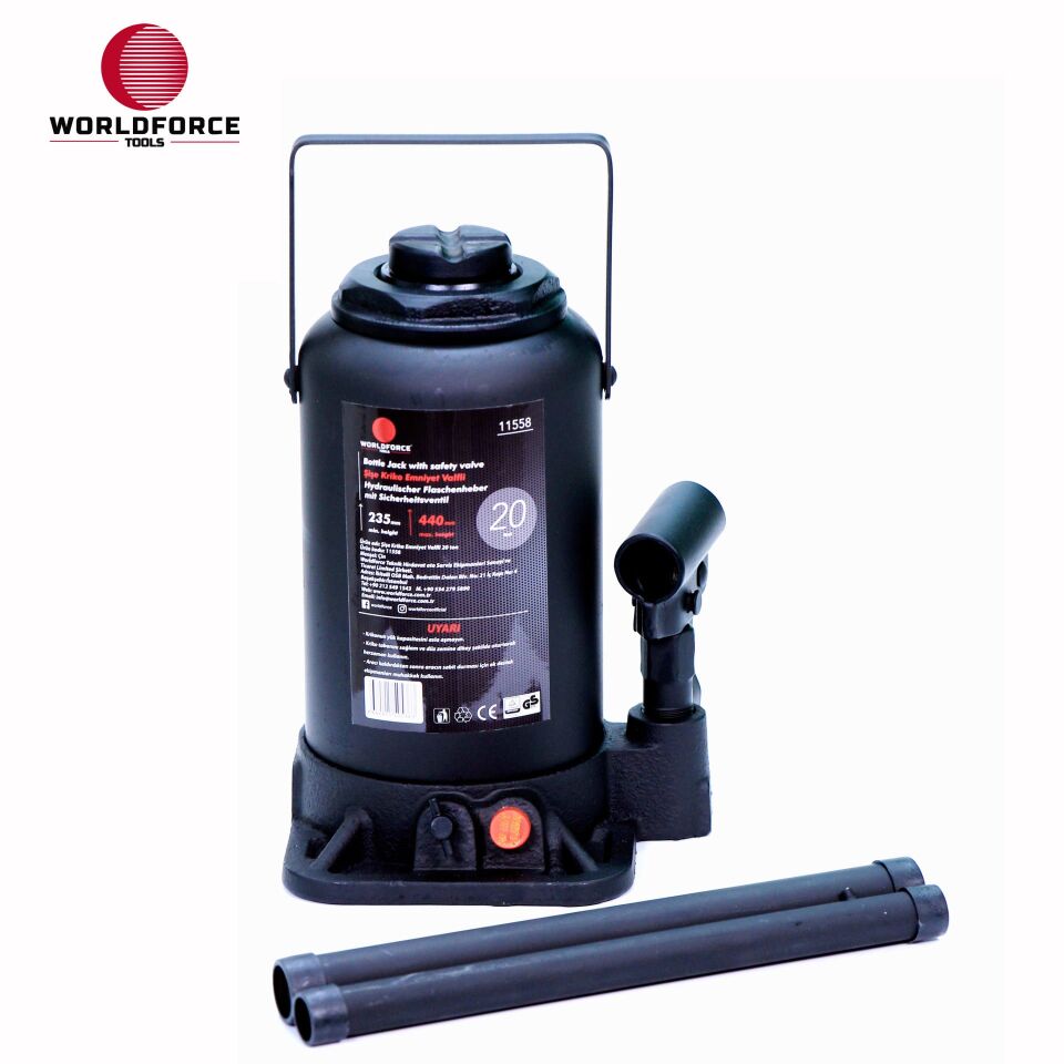 WORLDFORCE Hidrolik Şişe Kriko 20 Ton 235-440mm 11558