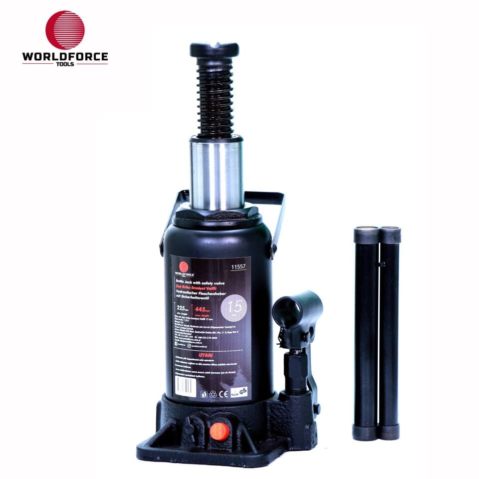 WORLDFORCE Hidrolik Şişe Kriko 15 Ton 225-445mm 11557