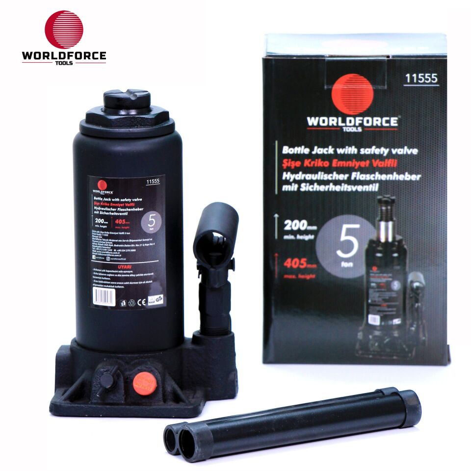 WORLDFORCE Hidrolik Şişe Kriko 5 Ton 200-405mm 11555