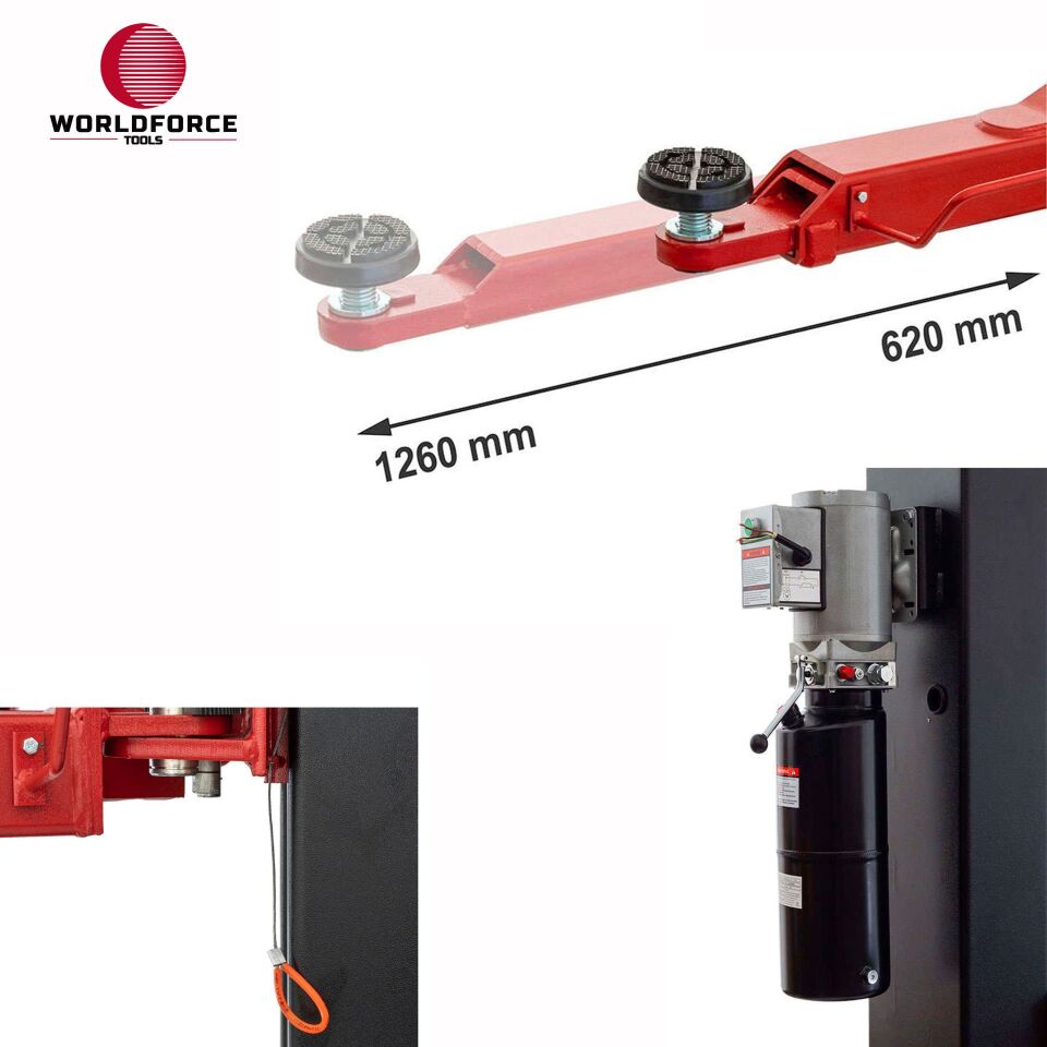 WORLDFORCE Hidrolik Lift İki Sütunlu 4 Ton 380/220V Yarı Otomatik 11550