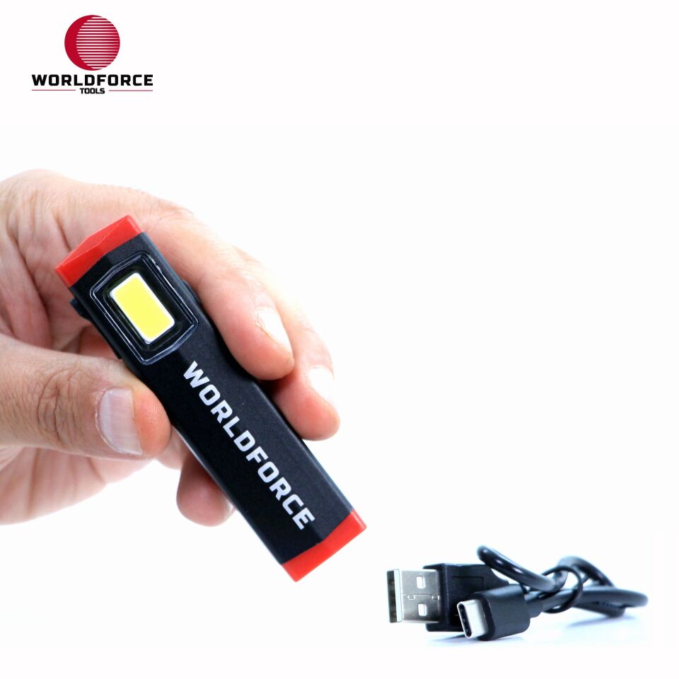 WORLDFORCE Şarjlı Mini El Lambası COB Ledli 300 Lm (600 mAh) 11543