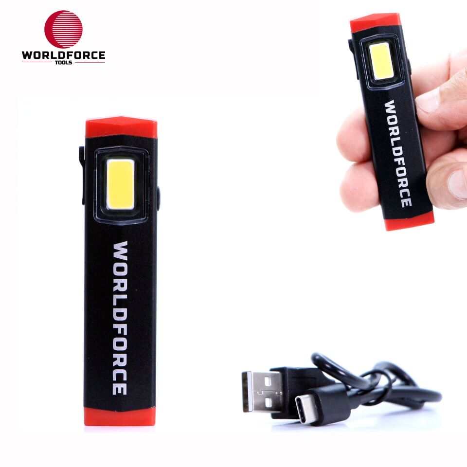 WORLDFORCE Şarjlı Mini El Lambası COB Ledli 300 Lm (600 mAh) 11543