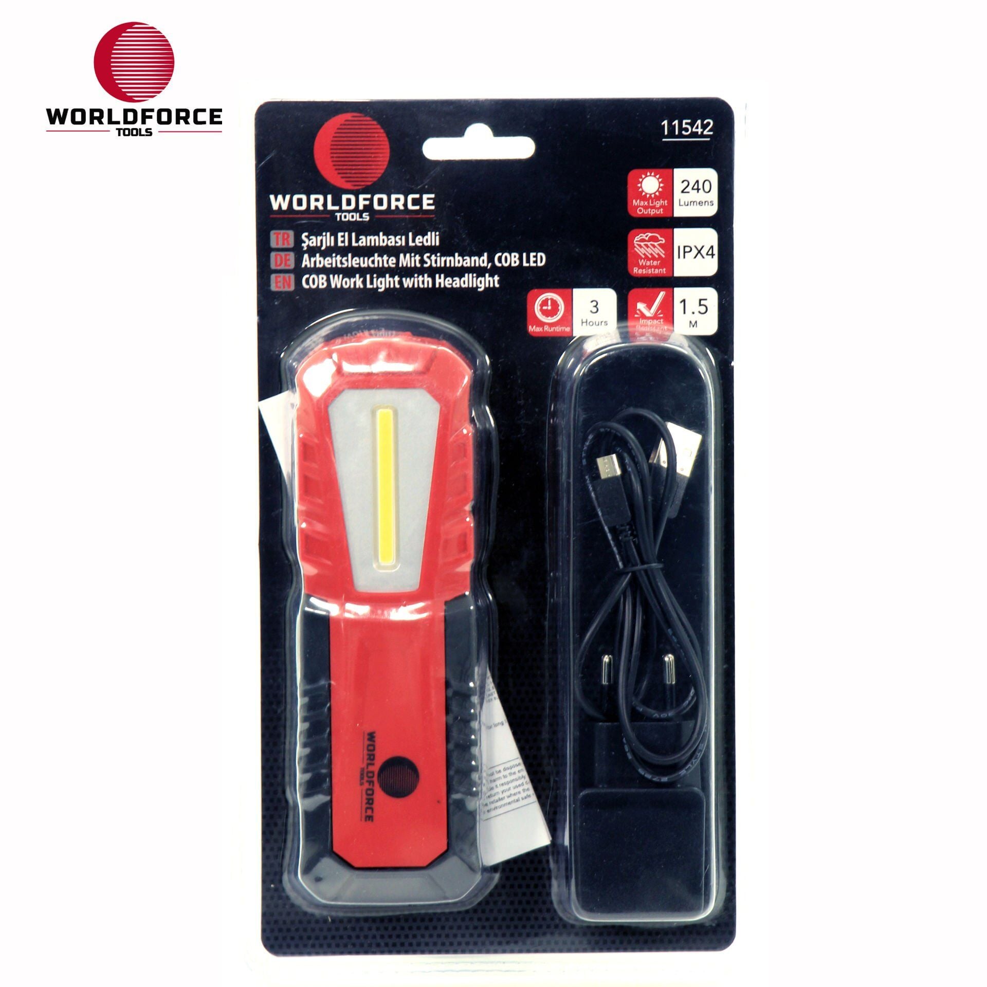 WORLDFORCE Sarjlı El Lambası COB Ledli 240 Lm 11542