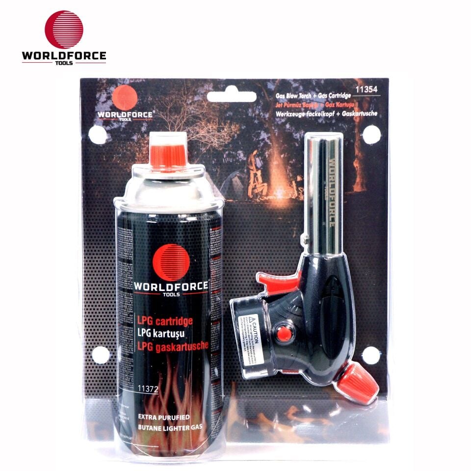 WORLDFORCE Jet Pürmüz Başlığı + LPG Gaz Kartuşu 400ml 11354