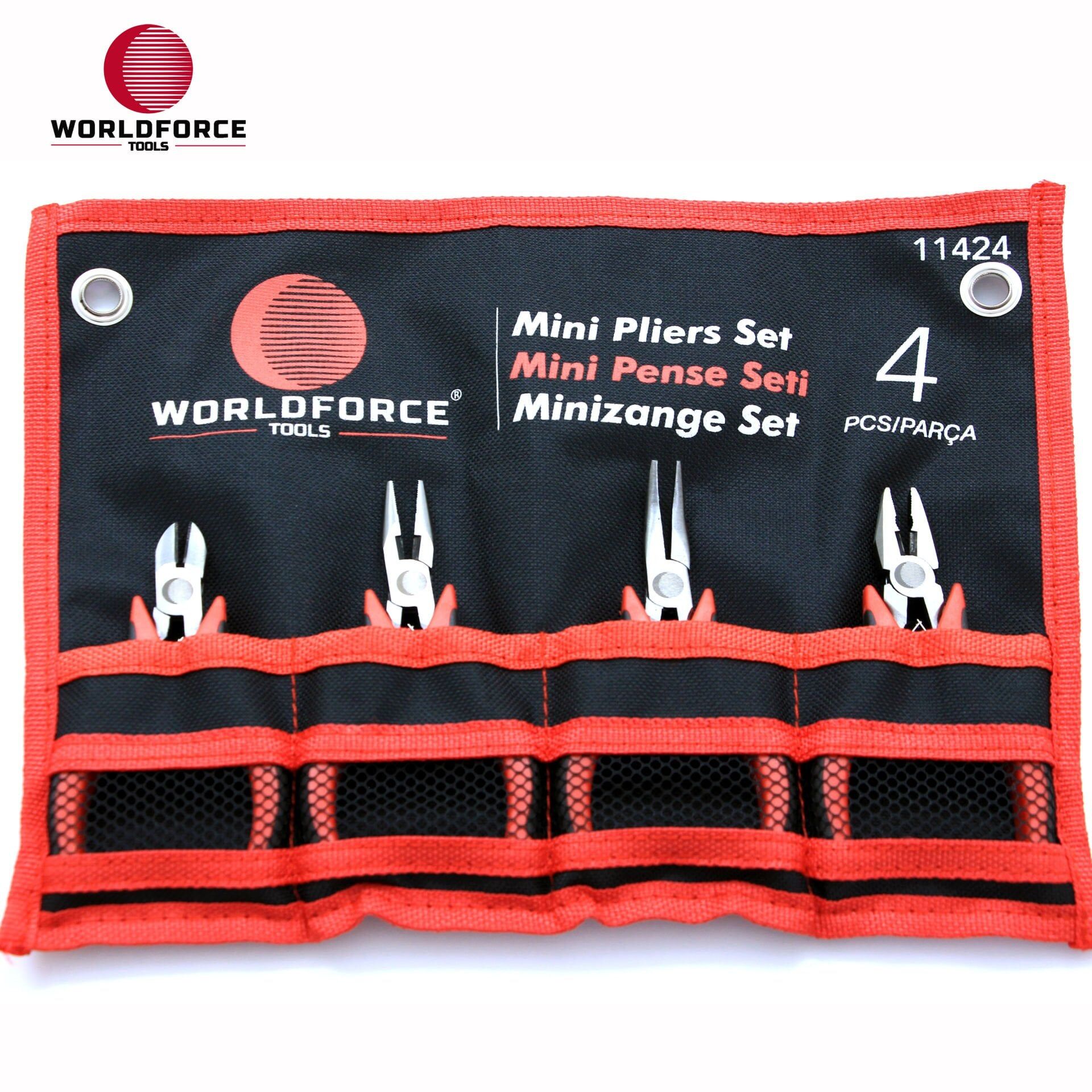 WORLDFORCE Mini Pense Seti 4 Parça (Kombine, Yan Keski, Kavisli Kargaburun, Kargaburun) 11424