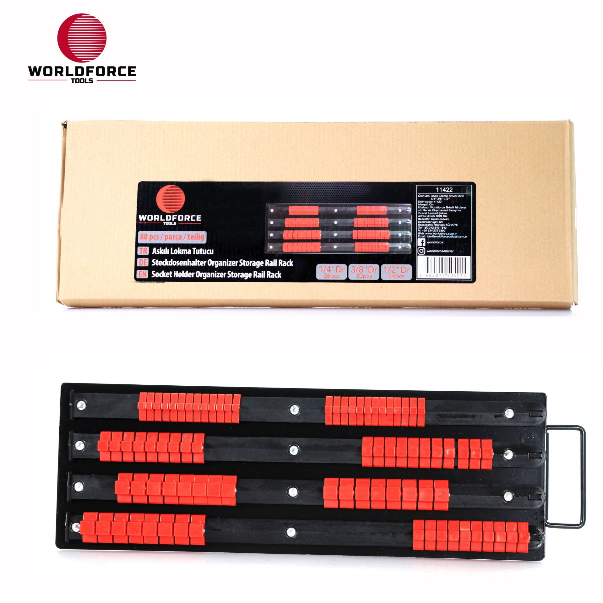 WORLDFORCE Askılı Lokma Tutucu 80'li 1/4'' 3/8'' 1/2'' 11422