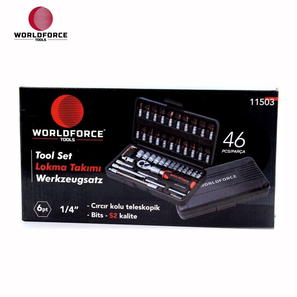 WORLDFORCE Lokma Takımı 46 Parça S-Ultra 1/4'' Uzatmalı Cırcır 11503
