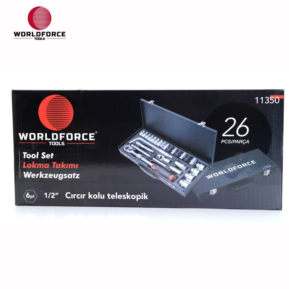 WORLDFORCE Lokma Takımı 26 Parça S-Ultra 1/2'' Uzatmalı Cırcır 11350