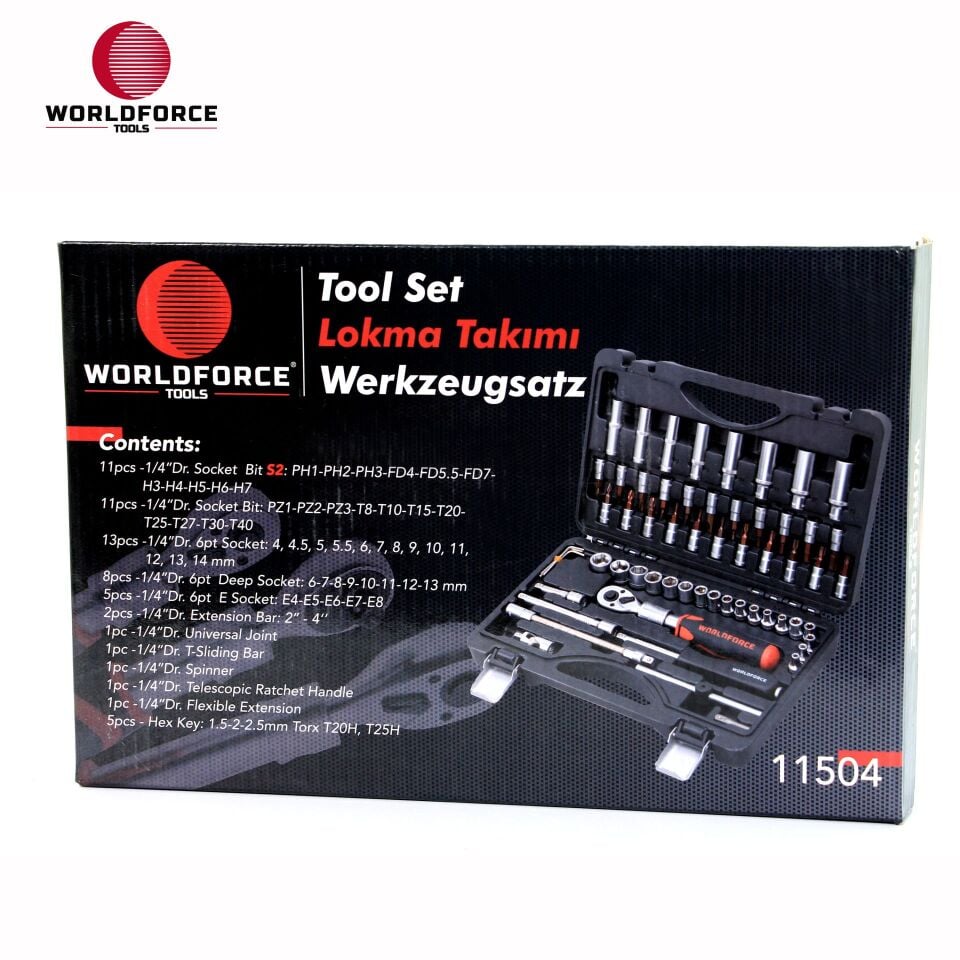 WORLDFORCE Lokma Takımı 60 Parça S-Ultra 1/4'' Uzatmalı Cırcır 11504