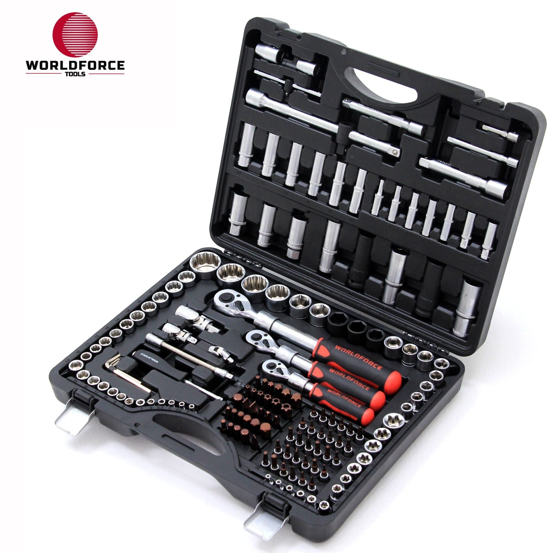 WORLDFORCE Lokma Takımı 156 Parça S-Ultra 1/4''-3/8''-1/2'' Uzatmalı Cırcır 11505