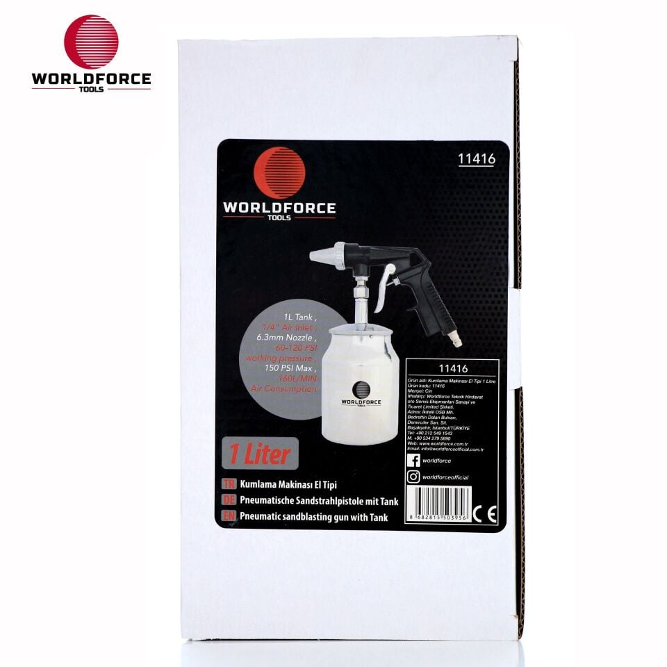 WORLDFORCE Kumlama Makinası El Tipi 1 Litre 11416