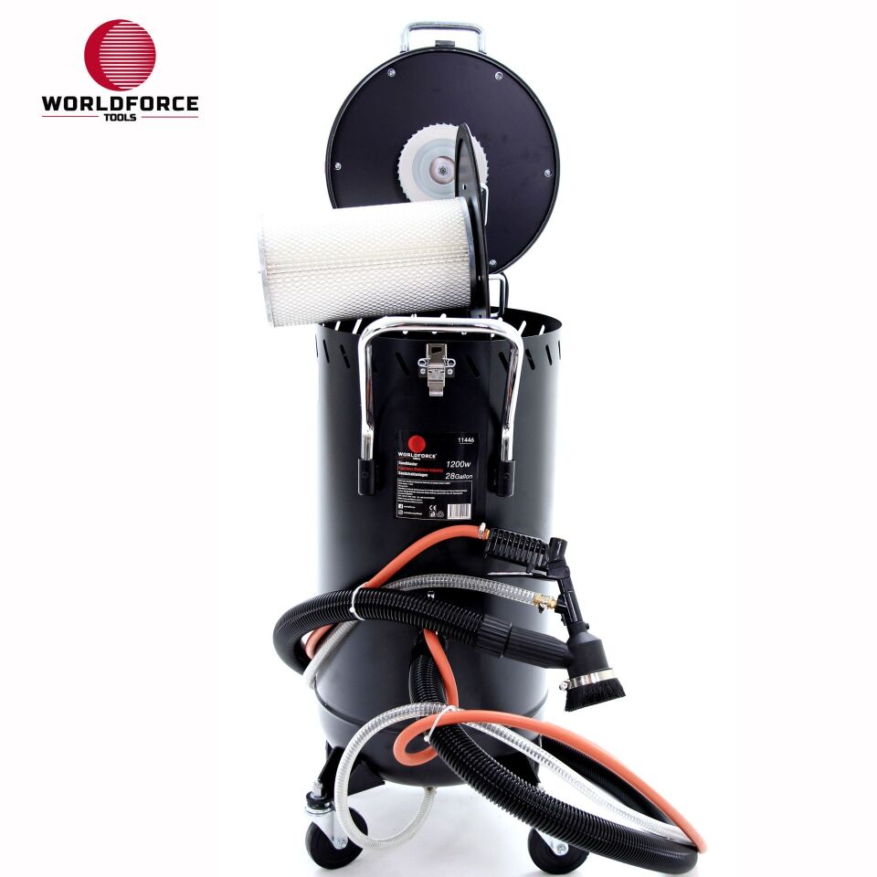 WORLDFORCE Kumlama Makinesi Vakumlu 28 Gallon Mobil 1200W 11446
