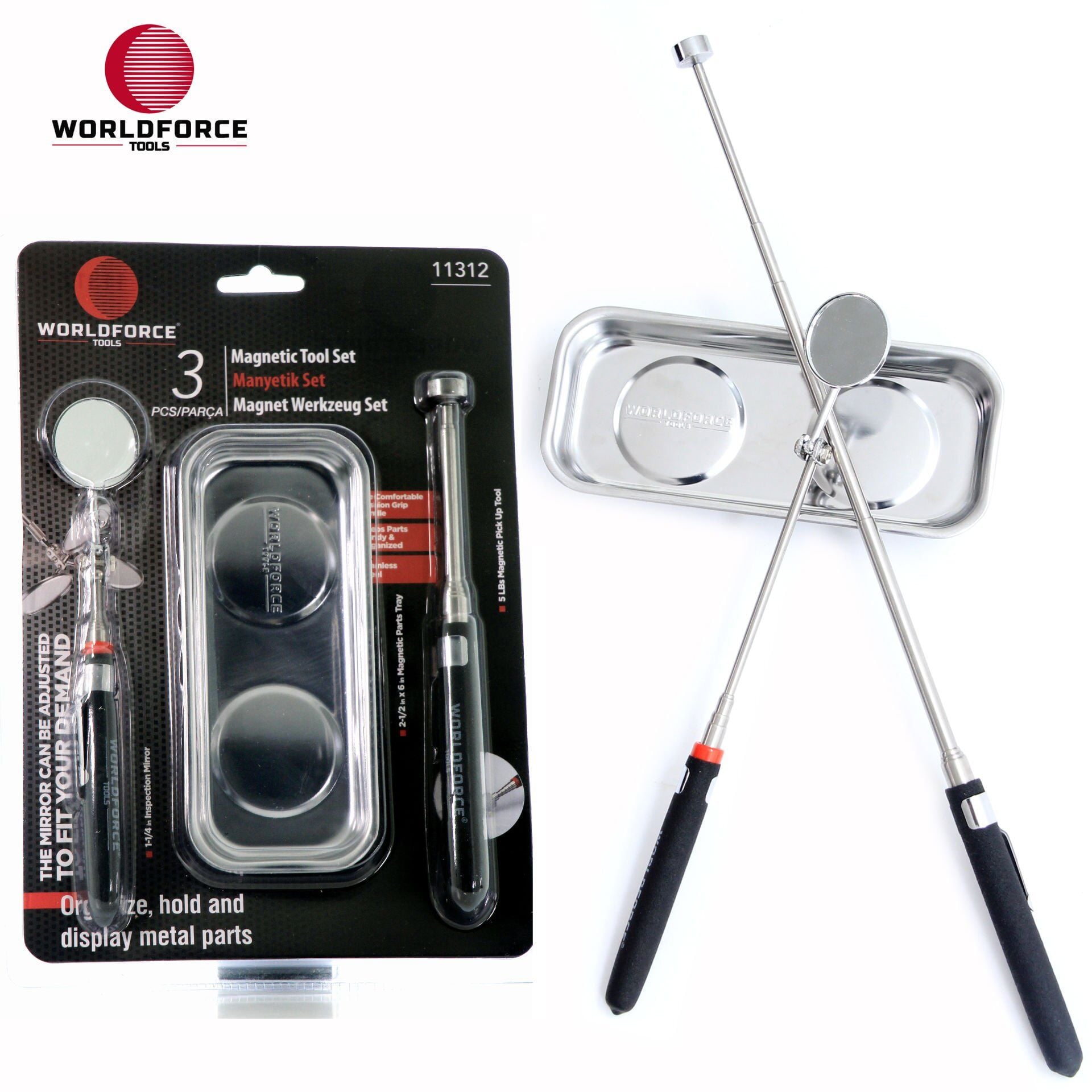 WORLDFORCE Manyetik Set 3'lü (Tepsi + Çubuk + Ayna) 11312