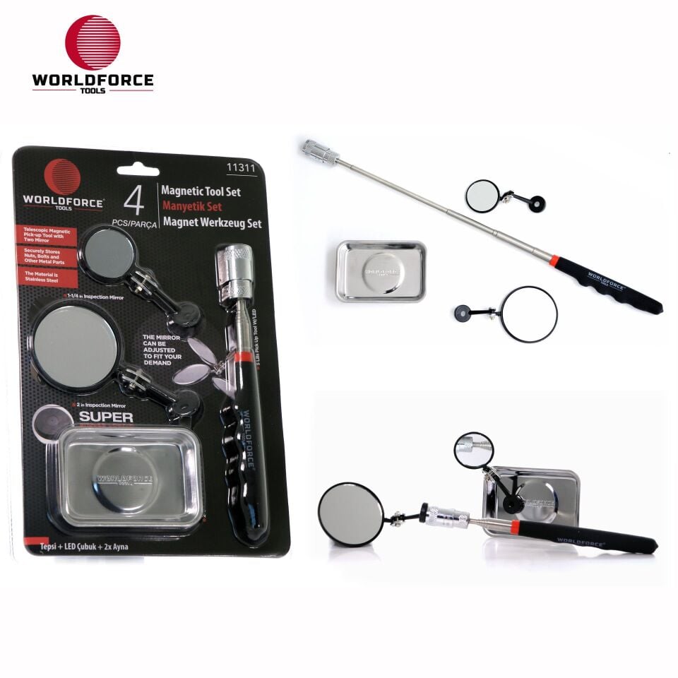 WORLDFORCE Manyetik Set 4'lü (Tepsi + LED Çubuk + 2x Ayna) 11311