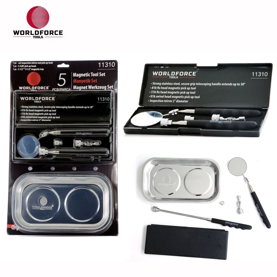 WORLDFORCE Manyetik Set 5'li (Tepsi + LED Çubuk + Ayna) 11310