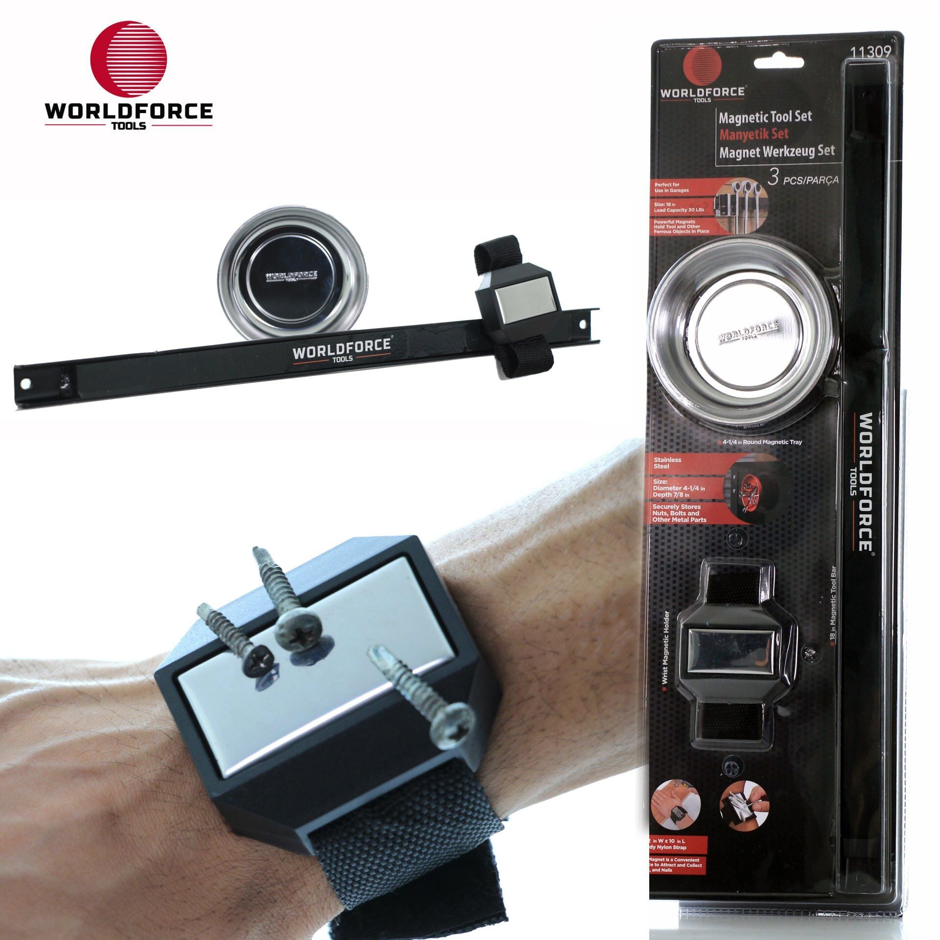 WORLDFORCE Manyetik Set 3'lü (Tepsi + Bileklik + Askı) 11309