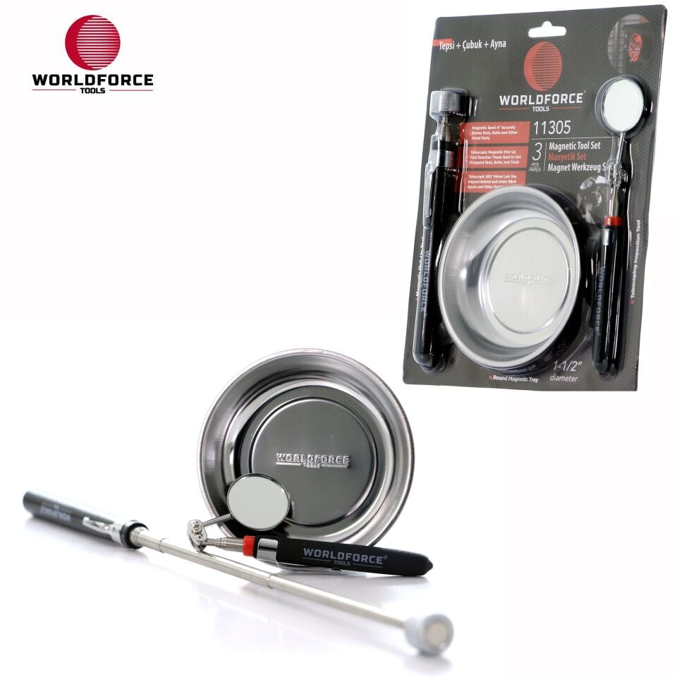WORLDFORCE Manyetik Set 3'lü (Tepsi + Çubuk + Ayna) 11305