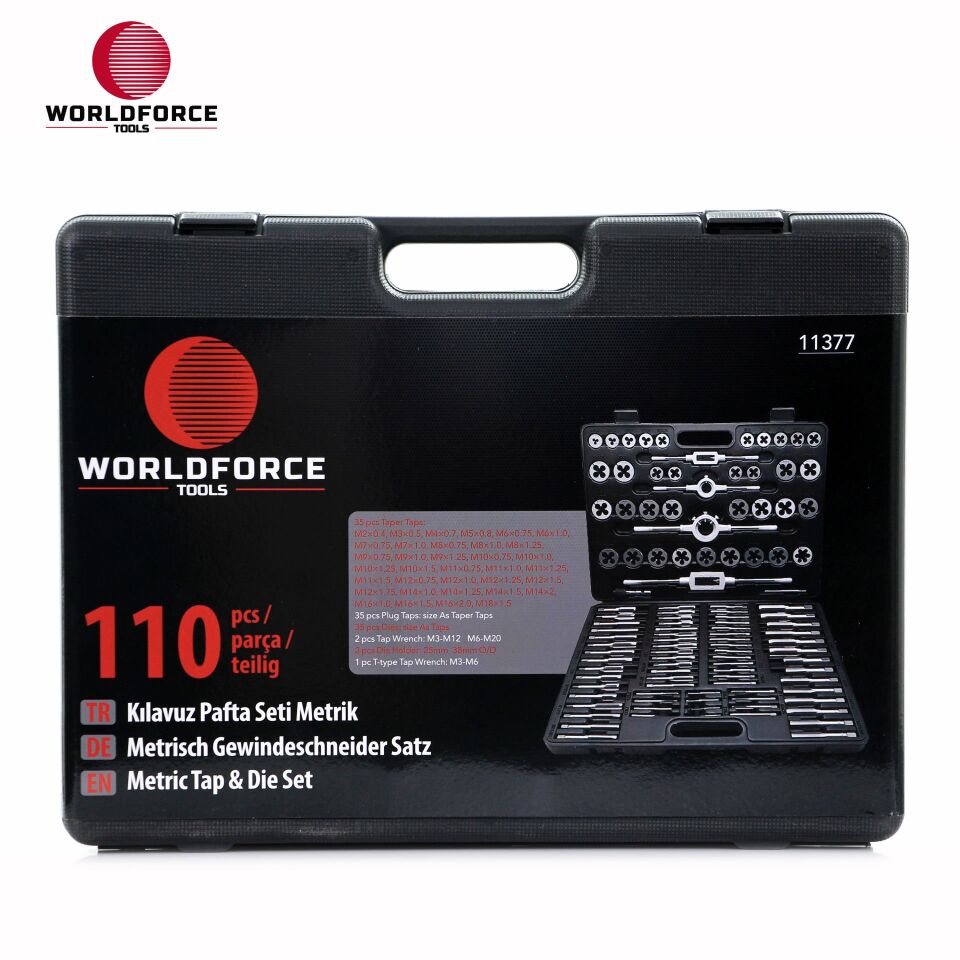 WORLDFORCE Kılavuz Pafta Seti Metrik 110 Parça 11377