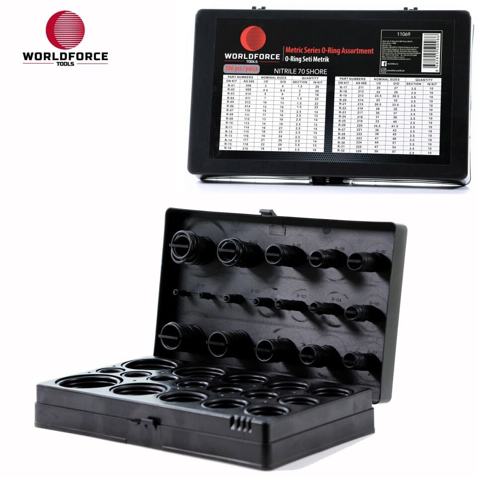 WORLDFORCE O-Ring Seti 386 Parça Metrik 11069