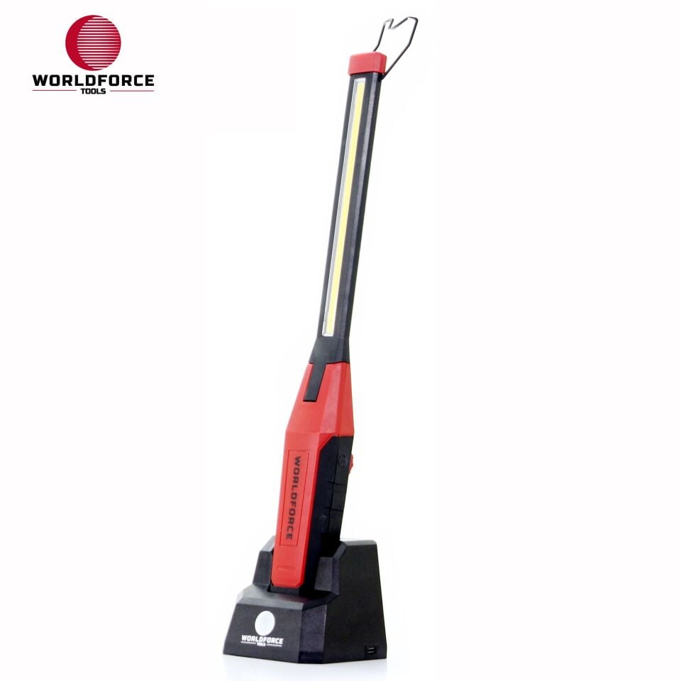 WORLDFORCE Şarjlı El Lambası COB Ledli İnce, Katlanır, Kısma Özellikli, Sehpalı 3.7V 2600mA 11065