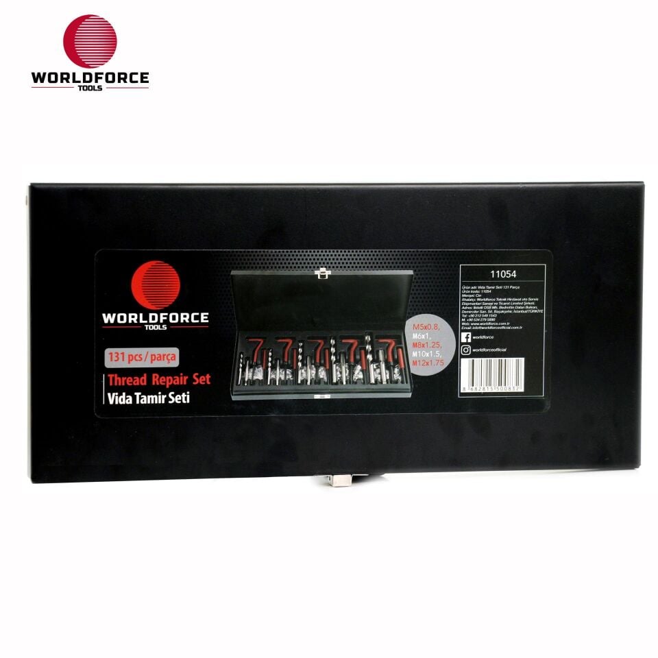 WORLDFORCE Vida Tamir Seti 131 Parça (M5x0.8, M6x1, M8X1.25, M10x1.5, M12x1.75) 11054